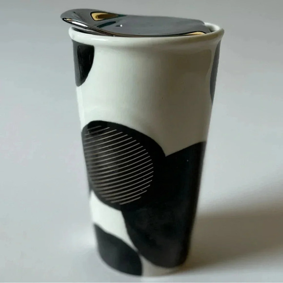 Starbucks 2014 Ceramic Black & White Polka Dot 10oz Travel Tumbler - Picture 5 of 7